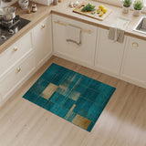 Blue and Teal Teal Gold Geometric Modern Area Rug