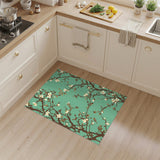 Teal Blossom Branch Washable Area Rug
