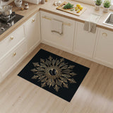 Black Gold Filigree Mandala Area Rug