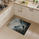 Howling Wolf Full Moon Misty Mountains Rug