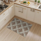Vintage Damask Floral Area Rug in Beige Brown