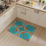 Vibrant Teal Orange Geometric Mandala Area Rug