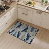 Blue and Teal Navy Whale Ocean Coastal Area Rug