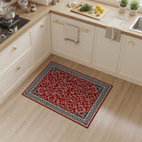 Red Persian Area Rug with Intricate White Arabesques