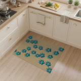 Teal Paw Print Area Rug
