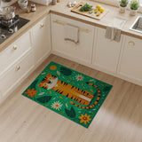 Playful Orange Tiger Kids Cartoon Area Rug