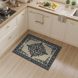 Ornate Black Medallion Persian Area Rug in Beige
