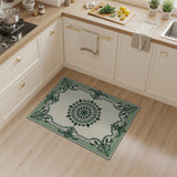 Green Ornate Green Mandala Floral Area Rug