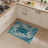 Teal Sea Turtle Coral Reef Area Rug