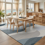 Blue Wave Abstract Blue and Teal Area Rug