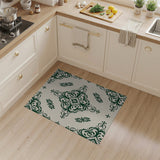 Green Elegant Green Floral Ornate Area Rug