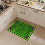 Vibrant Green Purple Floral Persian Rug