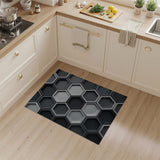 3D Hexagon Black White Area Rug