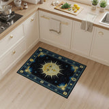 Golden Sun Face Celestial Tribal Rug