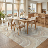 Beige Neutral Abstract Swirl Area Rug