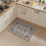 Pink Floral Vintage Area Rug Cream Field