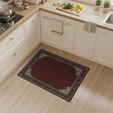 Red Traditional Persian Area Rug with Navy Borders