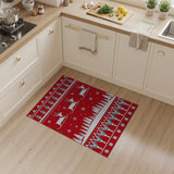 Festive Red Reindeer Christmas Area Rug
