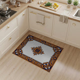 Ornate Orange Navy Medallion Area Rug