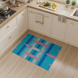 Teal Pink Surfboard Coastal Area Rug