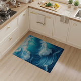 Majestic Ocean Waves Blue Teal Area Rug