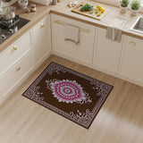 Pink Floral Mandala Area Rug with Baroque Frame