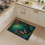 ODIKA Enchanted Forest Butterfly Washable Rug - Colorful Non-Slip Low Pile Nursery Carpet