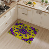 Vibrant Purple Mandala Area Rug on Sunny Yellow