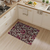 Ornate Pink Peony Damask Area Rug
