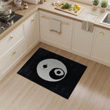 Yin Yang Pixel Art Area Rug Black White