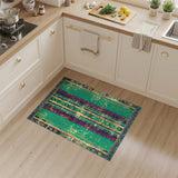 Green Striped Heritage Tribal Area Rug