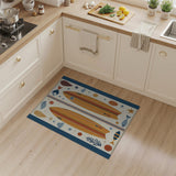 Coastal Surfboard Area Rug with Fish and Seashells