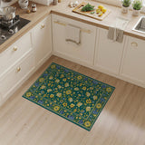 Teal Gold Floral Persian Area Rug