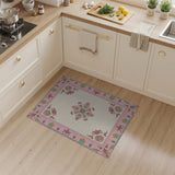 Ornate Pink Teal Floral Persian Rug
