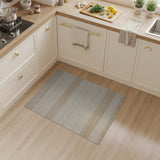 Beige and Neutral Beige Striped Distressed Vintage Area Rug