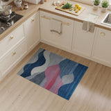 Abstract Wavy Mountain Area Rug in Blue Pink