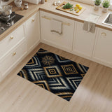Black Gold Compass Rose Tribal Area Rug
