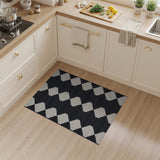 Black White Geometric Diamond Weave Rug