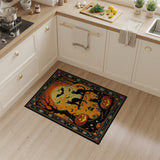 Halloween Black Cats Pumpkin Moon Area Rug