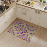 Ornate Purple Floral Medallion Area Rug
