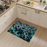 Teal Ink Fractal Web Abstract Area Rug