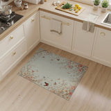 Beige and Neutral Vintage Floral Butterflies Beige Area Rug