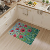 Vibrant Pink Poppy Meadow Area Rug
