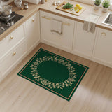 Ornate Green Floral Filigree Area Rug