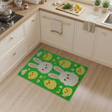 Cute Bunny Chicks Green Kids Area Rug