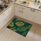 Green Boho Chic Lush Green Monstera Leaf Area Rug