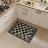 Black and White Distressed Black White Checkered Vintage Rug