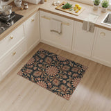 Elegant Gold Floral Damask Black Area Rug