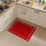 Red Festive Red Snowflake Border Area Rug