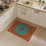 Boho Chic Vibrant Orange Mandala Boho Area Rug